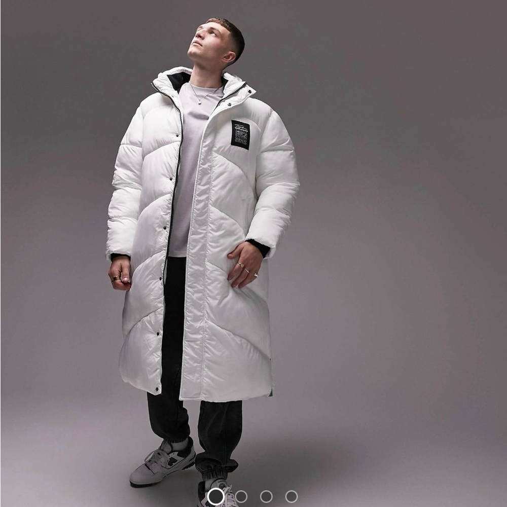 Topman White Long Puffer Jacket